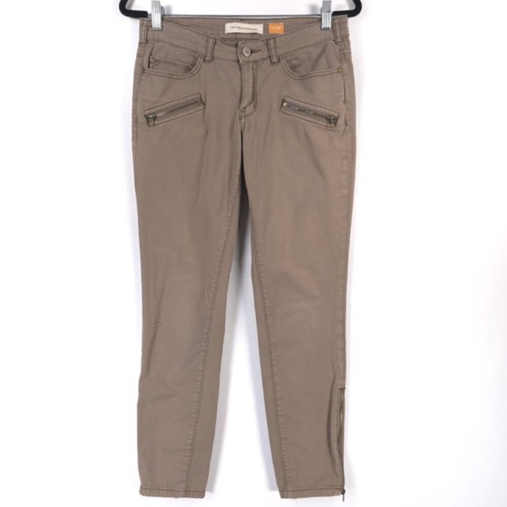 Anthropologie Pilcro & Letterpress Taupe Brown Beige Zip Ankle Skinny Jeans‎ 28